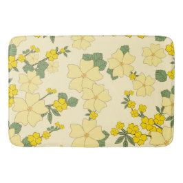 Gula blommor, Blommönster, Mönster om blommor Badrumsmatta