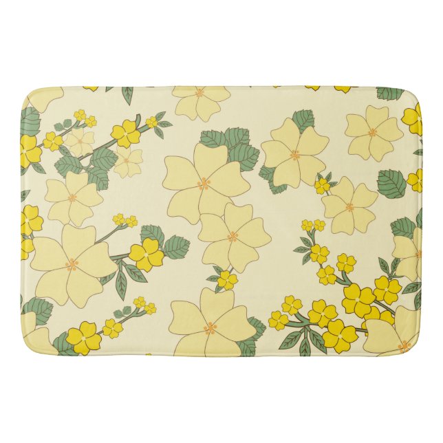 Gula blommor, Blommönster, Mönster om blommor Badrumsmatta (Framsidan)