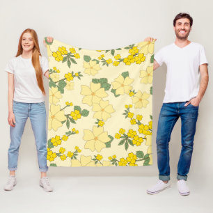 Gula blommor, Blommönster, Mönster om blommor Fleecefilt