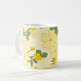 Gula blommor, Blommönster, Mönster om blommor Kaffemugg