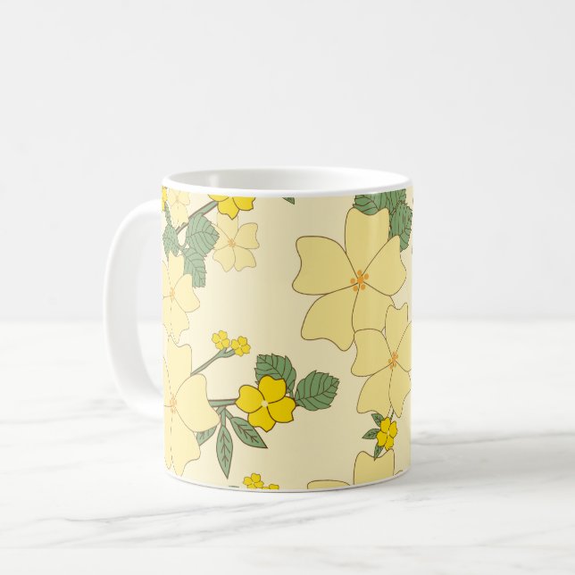 Gula blommor, Blommönster, Mönster om blommor Kaffemugg (Framsida vänster)