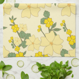 Gula blommor, Blommönster, Mönster om blommor Kökshandduk