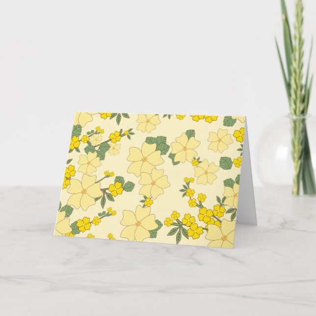 Gula blommor, Blommönster, Mönster om blommor Kort (Framsida)