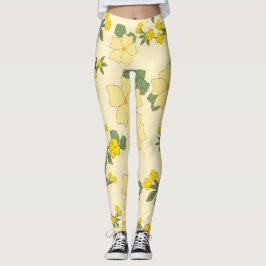 Gula blommor, Blommönster, Mönster om blommor Leggings