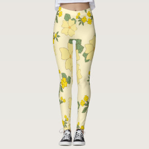 Gula blommor, Blommönster, Mönster om blommor Leggings