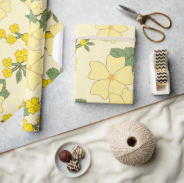 Gula blommor, Blommönster, Mönster om blommor Presentpapper