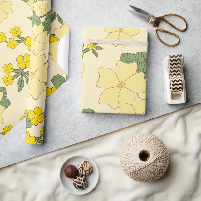 Gula blommor, Blommönster, Mönster om blommor Presentpapper (Hantverk)
