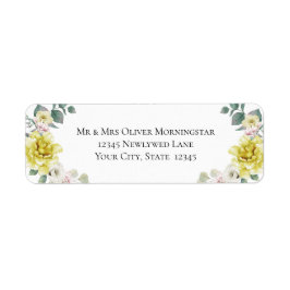 Gula blommor Bröllop Returadress Etikett