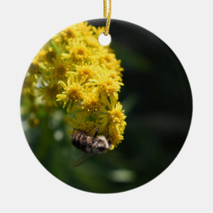 Gula blommor Bumblebees naturfotografi Julgransprydnad Keramik