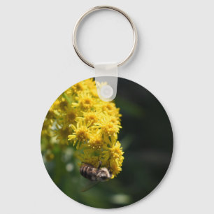 Gula blommor Bumblebees naturfotografi Nyckelring