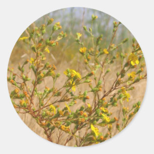 Gula blommor Bush Sticker Runt Klistermärke