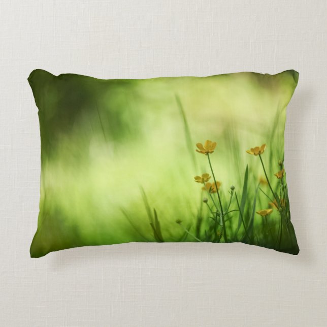 Gula blommor Butterkopparfoto Prydnadskudde (Framsidan)