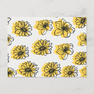 Gula blommor Daisy Solros Lilly Botanical Vykort