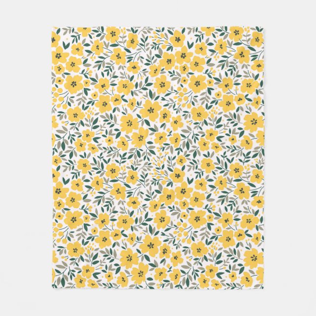 Gula blommor: Den moderna blommigten är sömlös. Fleecefilt (Framsidan)