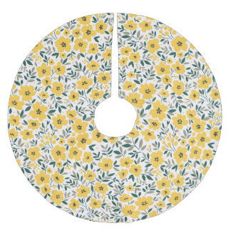 Gula blommor: Den moderna blommigten är sömlös. Julgransmatta Borstad Polyester