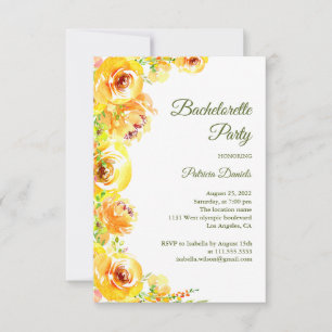 Gula blommor. Elegant blommigt Bachelorette Party Inbjudningar