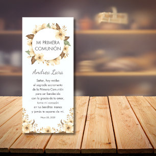 Gula blommor First Communion Bookmark på spanska