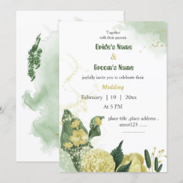 gula blommor greenery bröllop inbjudningar