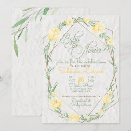 Gula blommor Greenery Terrarium Baby Shower Inbjudningar