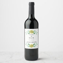 Gula Blommor Grönska Löv Bröllop Vin Etiketter