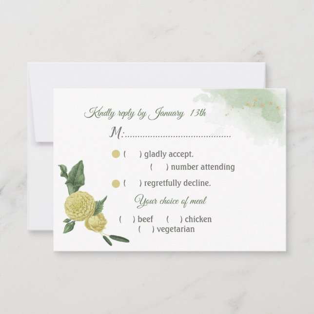 gula blommor grönt löv val av måltid OSA kort (Framsida)