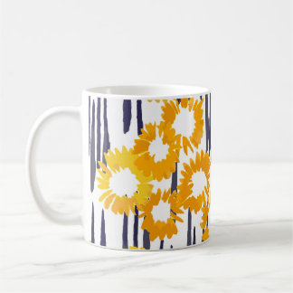 Gula blommor: Handmålad Vintage Kaffemugg