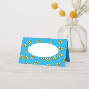 Gula blommor i blått placeringskort