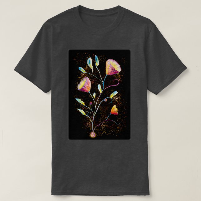 Gula blommor i rymden t shirt (Design framsida)