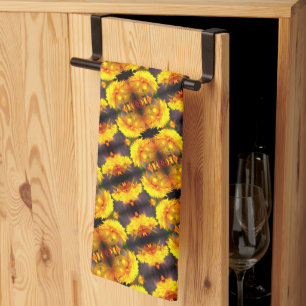Gula blommor i Sunshine Abstrakt Mönster Kökshandduk