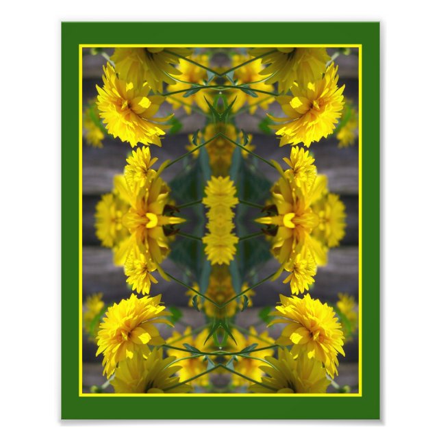 Gula blommor i Sunshine Spegel Abstrakt 8x10 Fototryck (Framsidan)