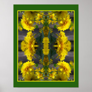 Gula blommor i Sunshine Spegel Abstrakt Poster
