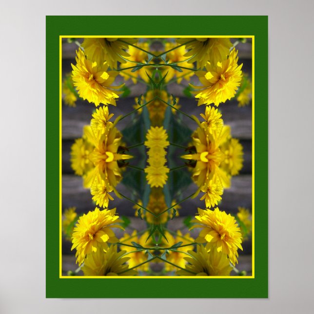 Gula blommor i Sunshine Spegel Abstrakt Poster (Framsidan)
