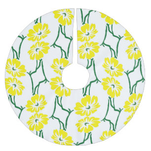 Gula blommor: Illustrerat sjölöst Mönster Julgransmatta Borstad Polyester
