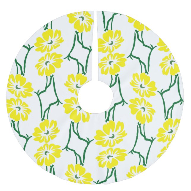 Gula blommor: Illustrerat sjölöst Mönster Julgransmatta Borstad Polyester (Framsidan)