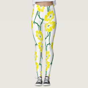 Gula blommor: Illustrerat sjölöst Mönster Leggings