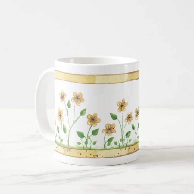 Gula blommor kaffemugg (Framsida vänster)