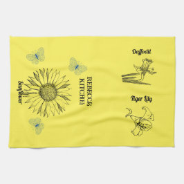 Gula blommor kökshandduk