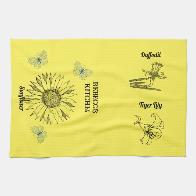 Gula blommor kökshandduk (Horisontell)