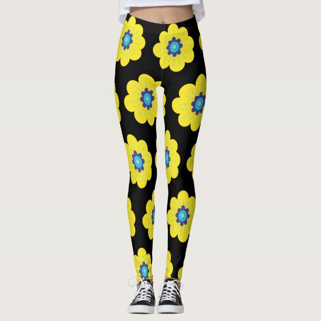gula blommor  leggings (Framsida)