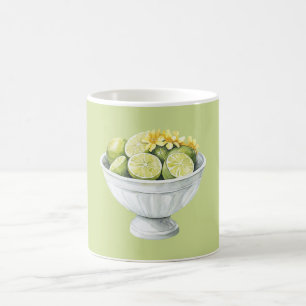 Gula blommor & limefrukter kaffemugg