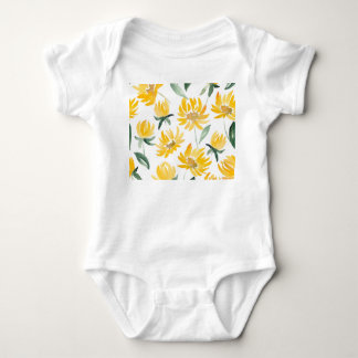 Gula blommor Löv Sommar Mönster T Shirt