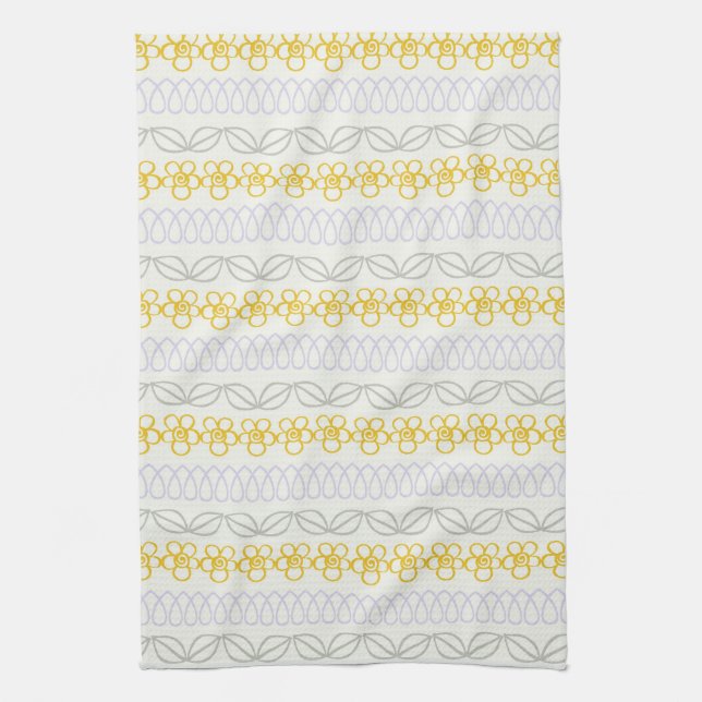 Gula blommor med grått kökshandduk (Vertikal)