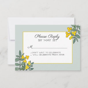 Gula blommor med mintaccent RSVP OSA Kort