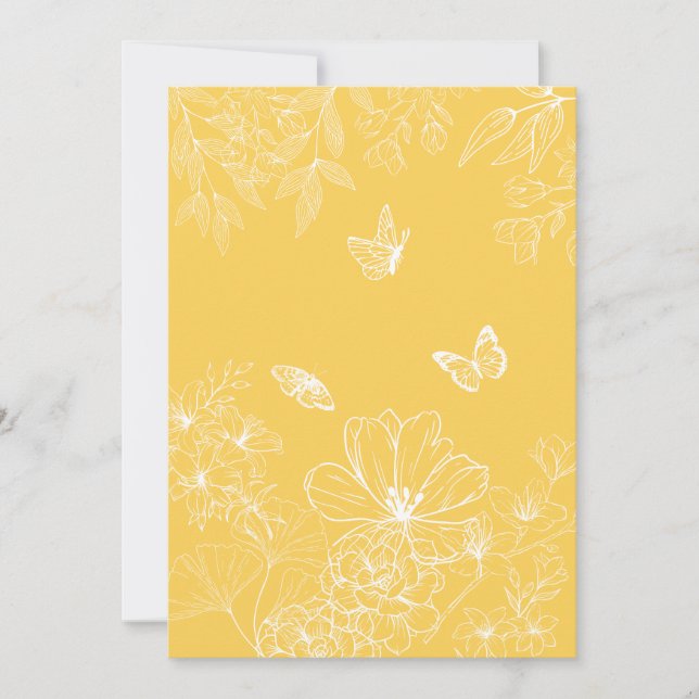 Gula blommor Mönster, Blommigt, minimalistisk Julkort (Framsida)