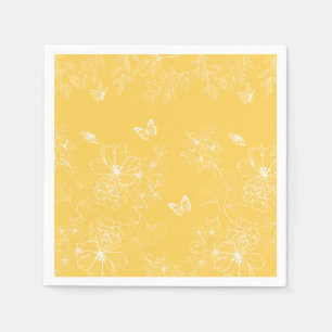 Gula blommor Mönster, Blommigt, minimalistisk Pappersservett
