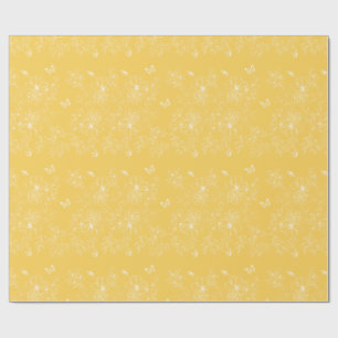 Gula blommor Mönster, Blommigt, minimalistisk Presentpapper