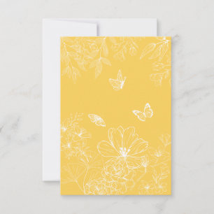 Gula blommor Mönster, Blommigt, minimalistisk Tack Kort