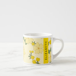 Gula blommor, Mönster i blommorna, ditt namn Espressomugg