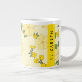 Gula blommor, Mönster i blommorna, ditt namn Jumbo Mugg