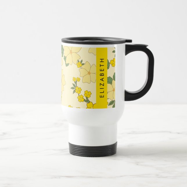 Gula blommor, Mönster i blommorna, ditt namn Resemugg (Höger)